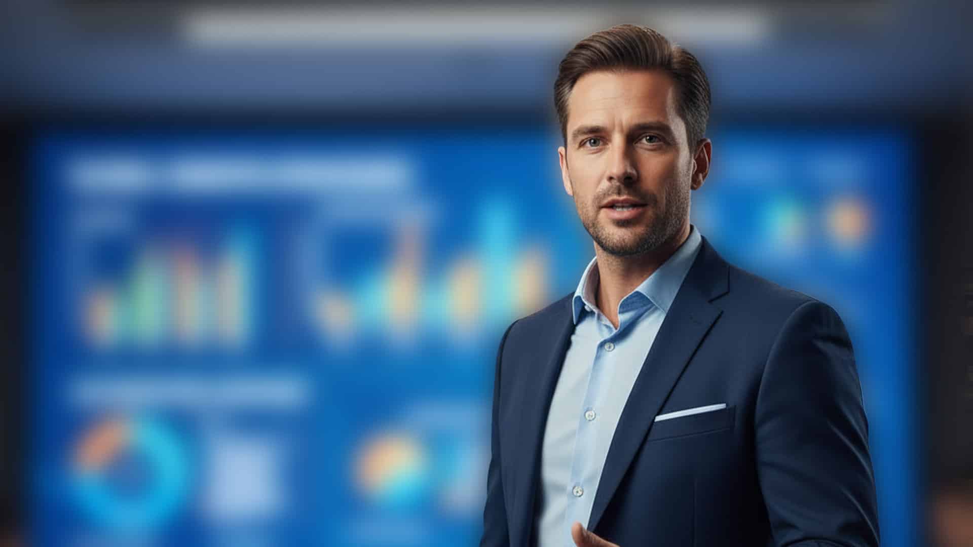 Business Speaker with Marketing Visuals