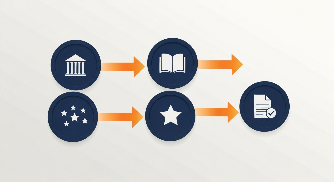 A horizontal flow diagram showing the four stages of the AI Overview Citation Protocol connected by arrows: Stage 1 Entity Trust Compression, Stage 2 Authority Citation Building, Stage 3 Review Depth Engineering, Stage 4 Question-Alignment Content.