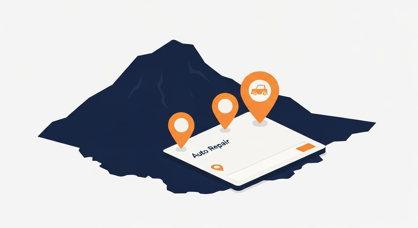 A Map Pack ranking visualization for Auto Repair businesses in Henderson.