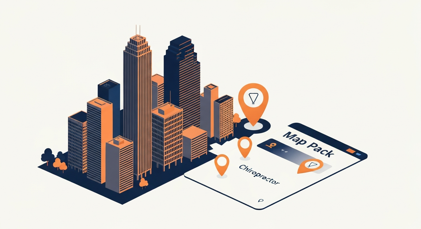 A Map Pack ranking visualization for Chiropractor businesses in Houston.