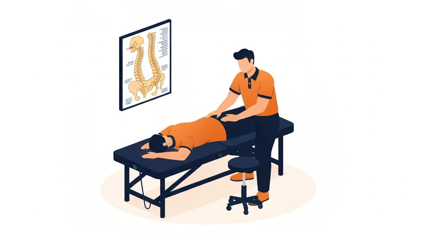 A chiropractor adjusting a patient on a chiropractic table in a wellness clinic with spine anatomy posters.