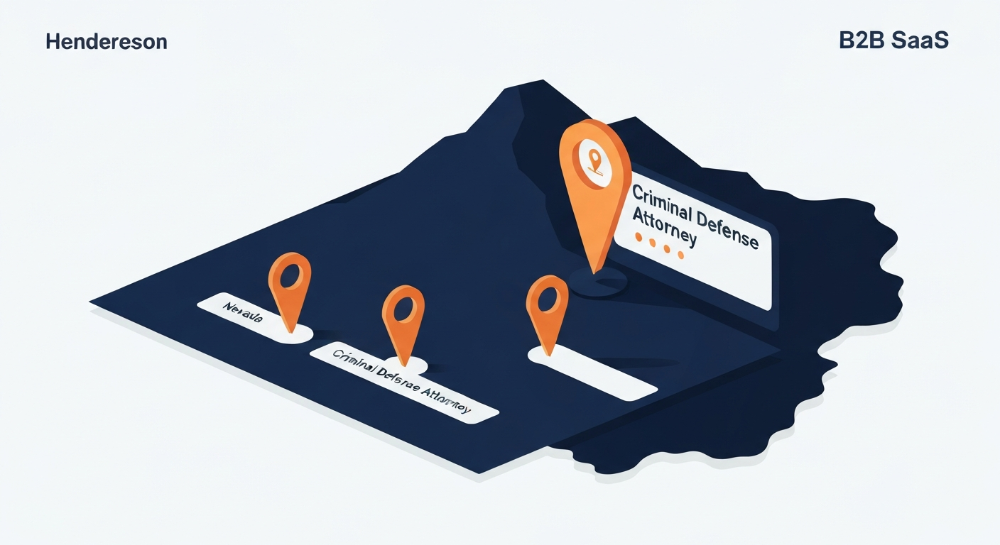 A Map Pack ranking visualization for Criminal Defense Attorney businesses in Henderson.