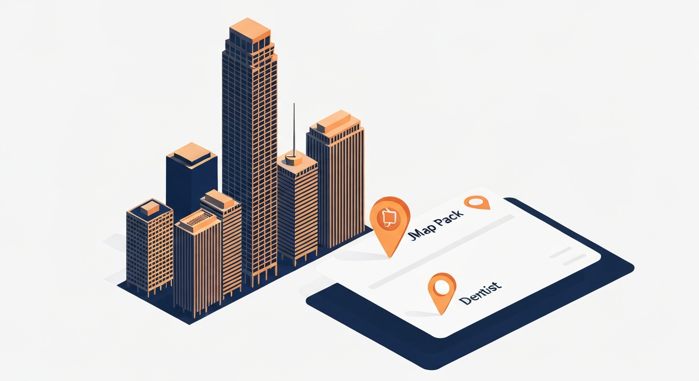 A Map Pack ranking visualization for Dentist businesses in Houston.