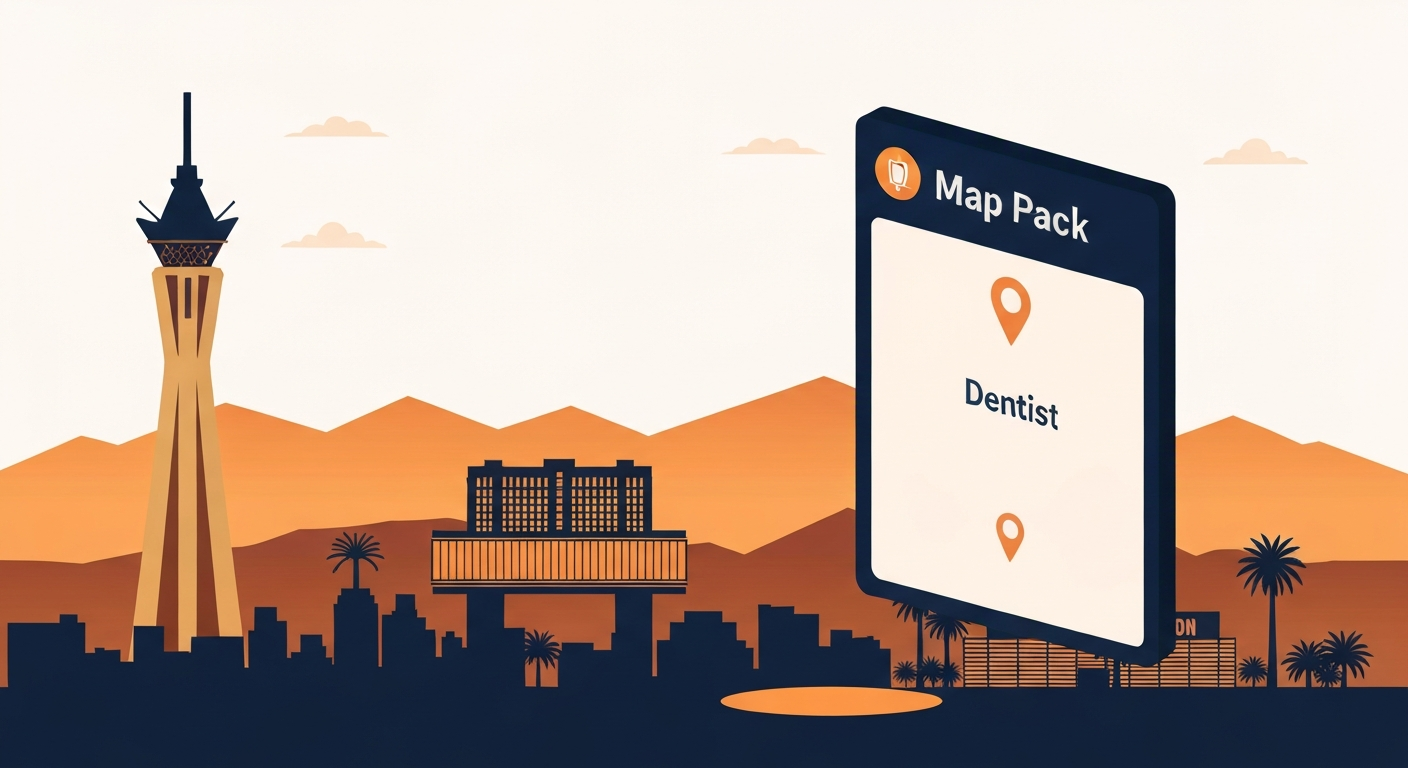 A Map Pack ranking visualization for Dentist businesses in Las Vegas.