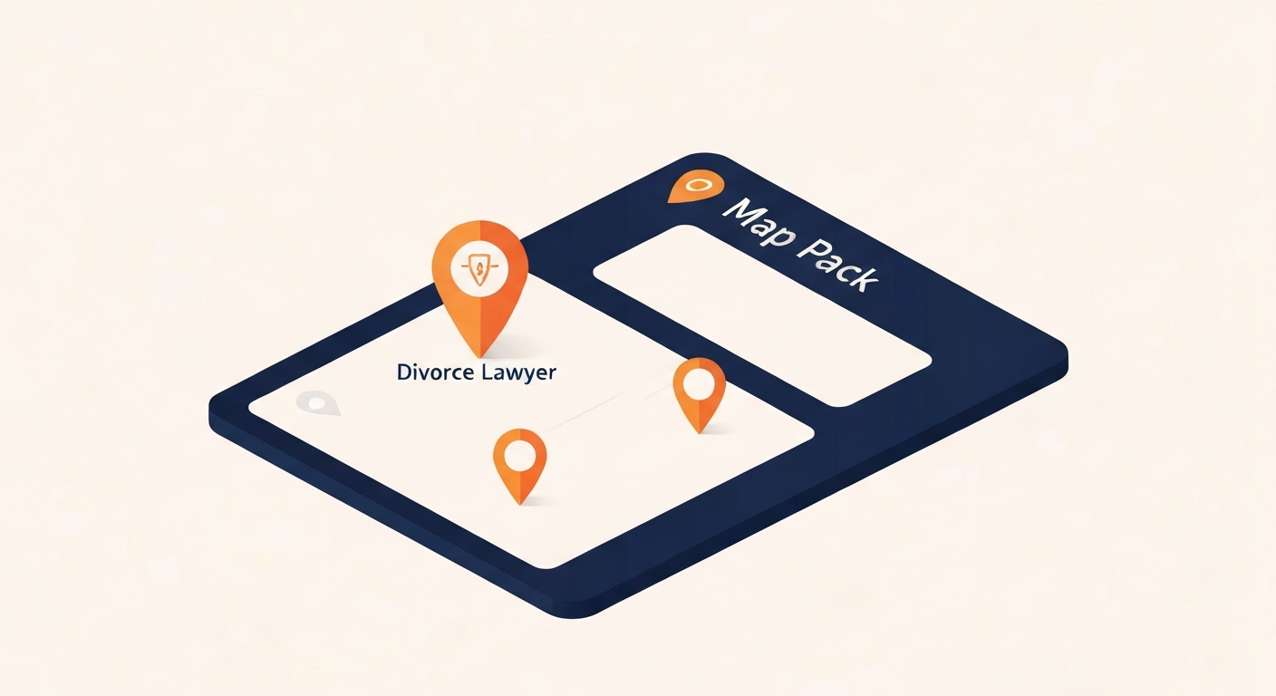A Map Pack ranking visualization for Divorce Lawyer businesses in Chandler.