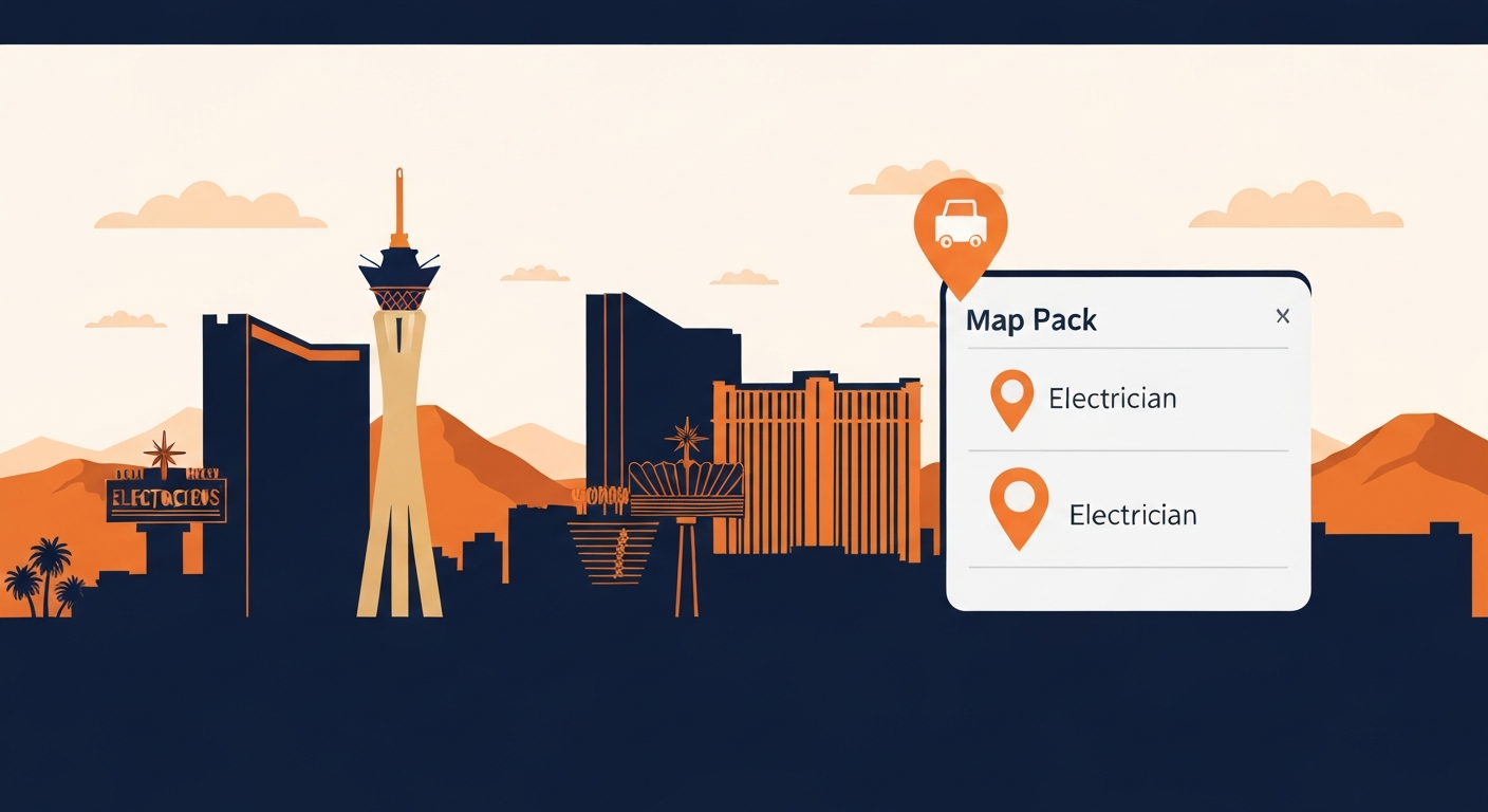 A Map Pack ranking visualization for Electrician businesses in Las Vegas.