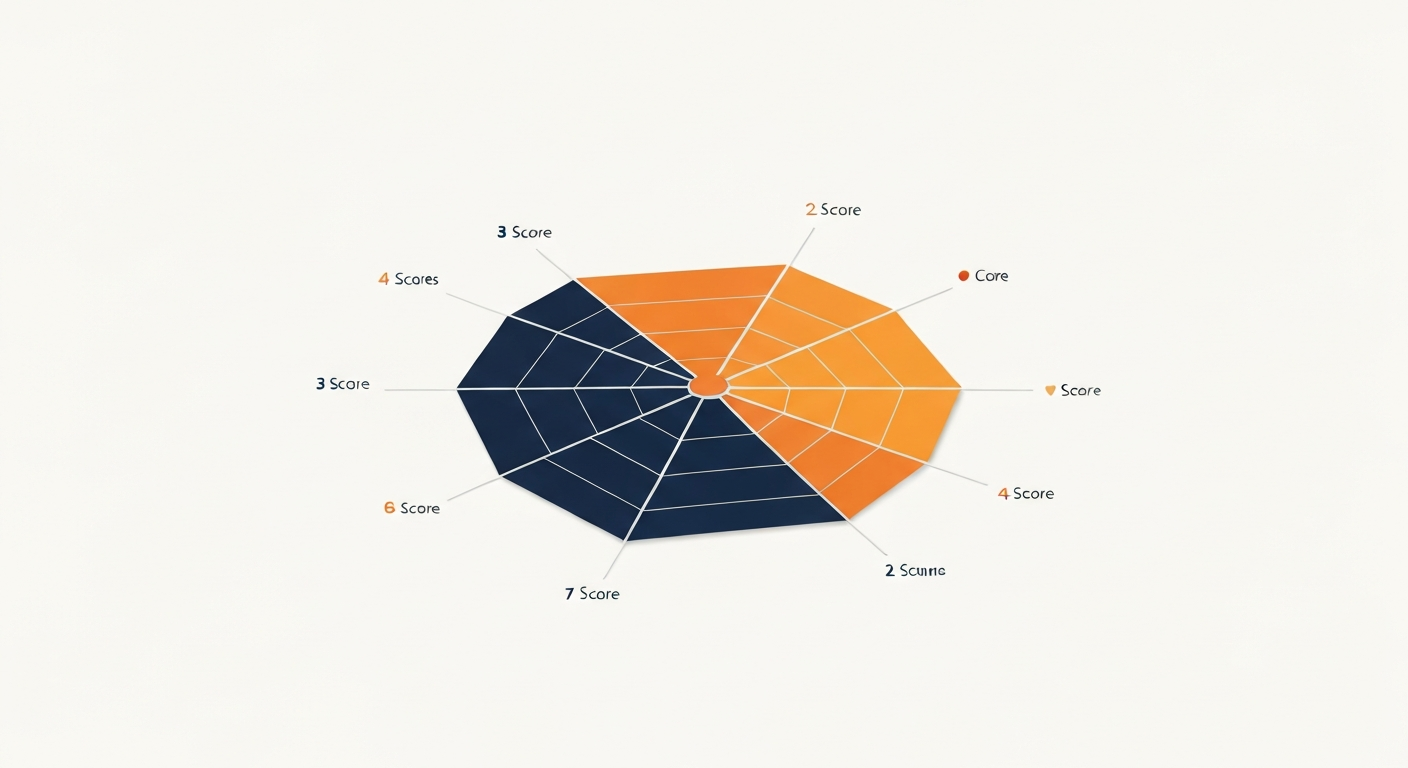 A radar chart showing 8 evaluation criteria for Google Maps SEO agencies: methodology depth, performance guarantee, territorial exclusivity, pricing transparency, published research, geographic measurement, AI Overview strategy, and vertical specialization.