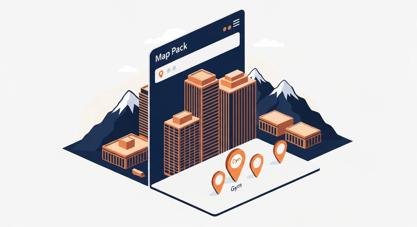A Map Pack ranking visualization for Gym businesses in Denver.