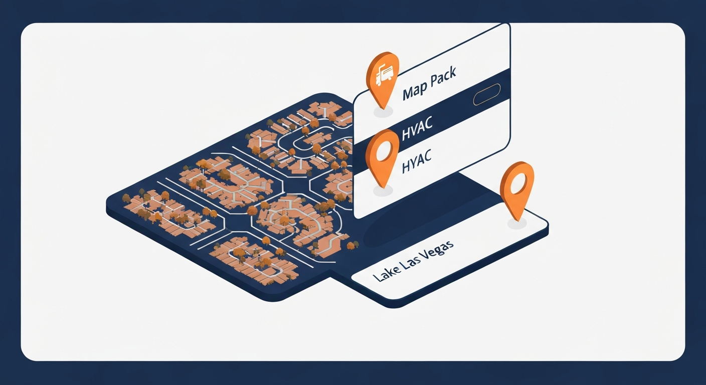A Map Pack ranking visualization for HVAC businesses in Lake Las Vegas.
