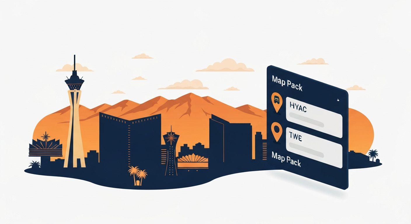 A Map Pack ranking visualization for HVAC businesses in Las Vegas.
