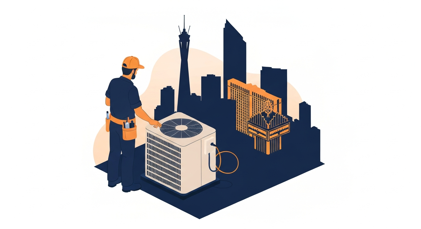 A HVAC professional working on a job site in Las Vegas.