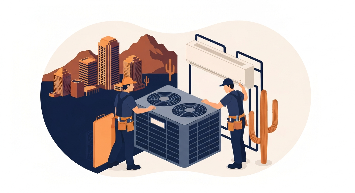 A HVAC professional working on a job site in Phoenix.
