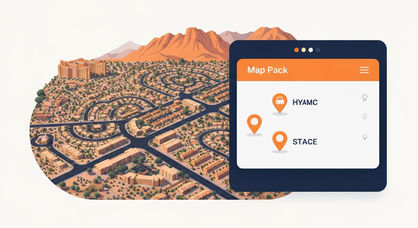A Map Pack ranking visualization for HVAC businesses in Summerlin.