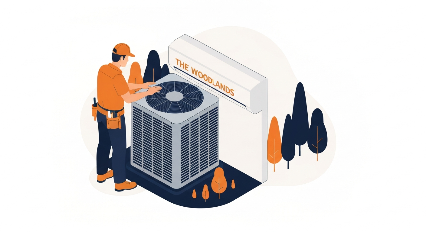 A HVAC professional working on a job site in The Woodlands.