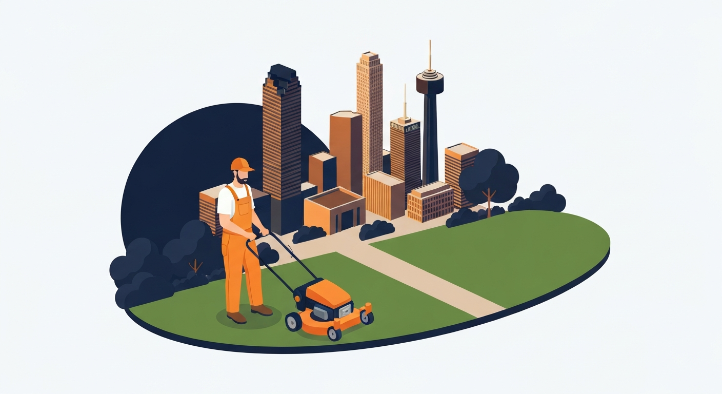 A Landscaper professional working on a job site in Houston.