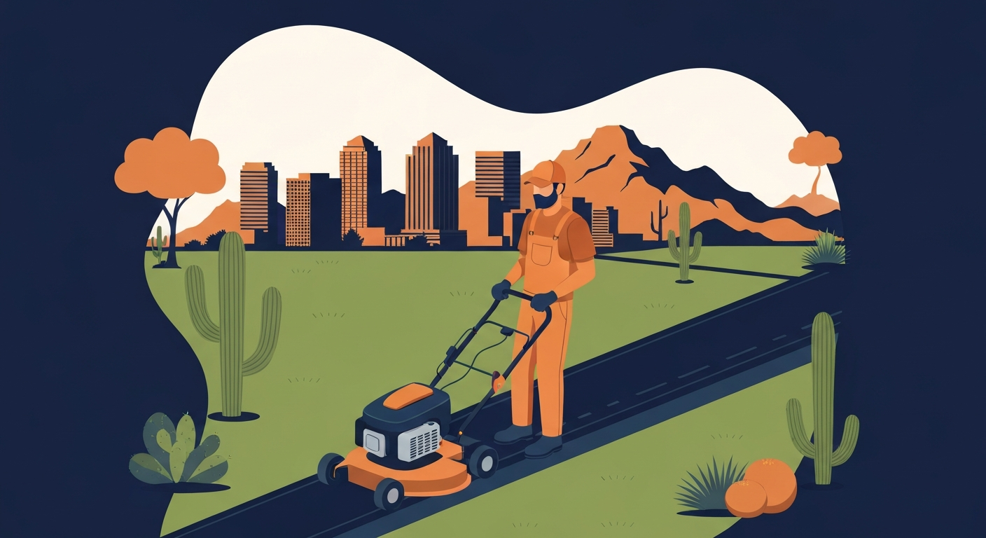 A Landscaper professional working on a job site in Phoenix.