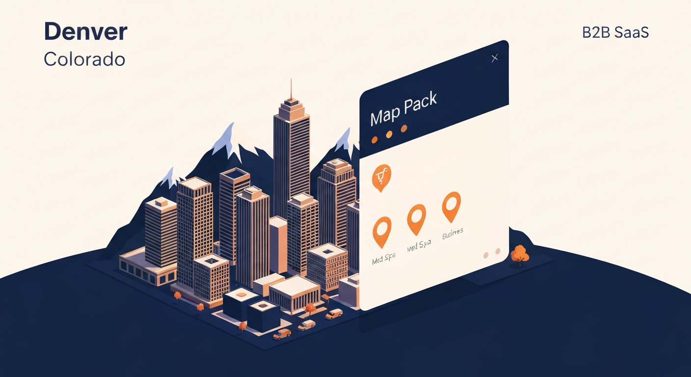 A Map Pack ranking visualization for Med Spa businesses in Denver.