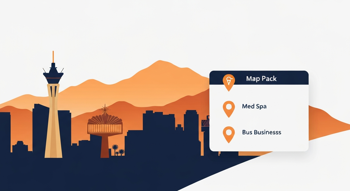 A Map Pack ranking visualization for Med Spa businesses in Las Vegas.
