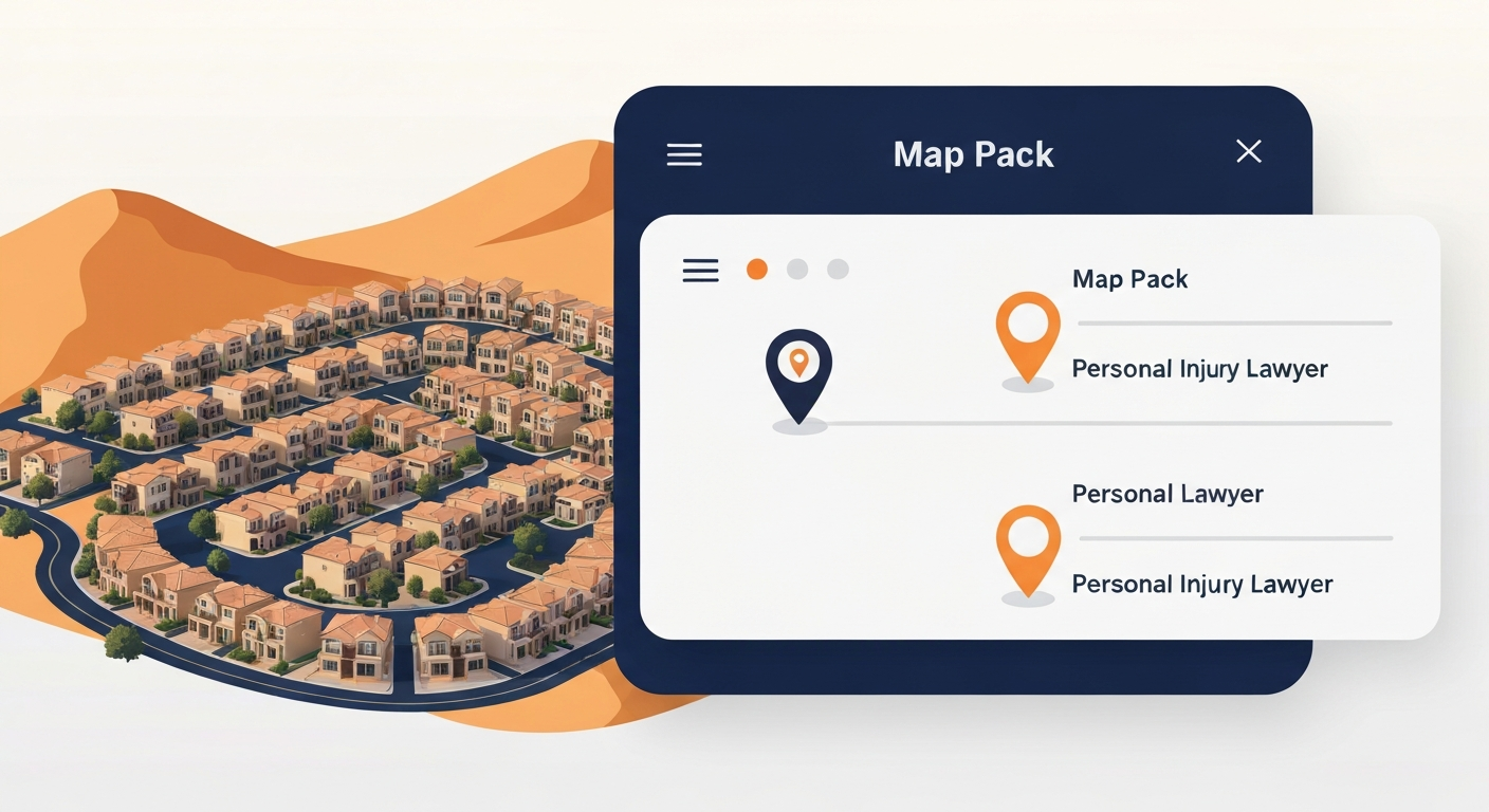 A Map Pack ranking visualization for Personal Injury Lawyer businesses in Anthem.