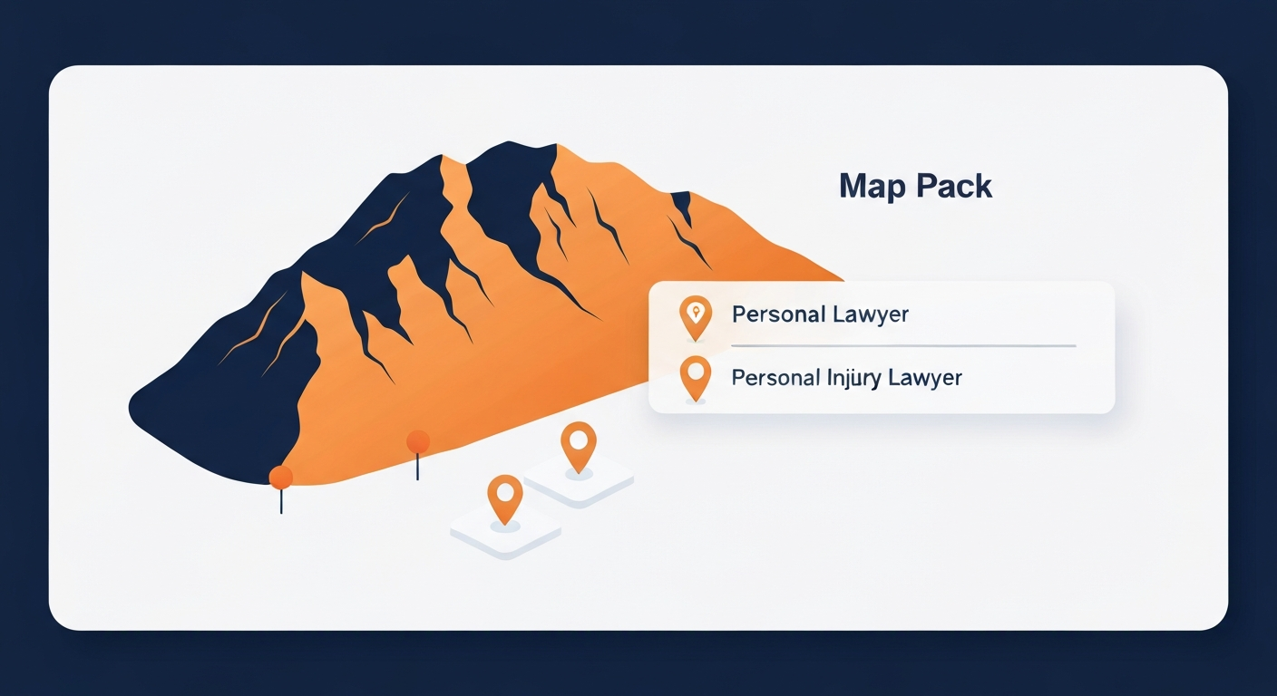 A Map Pack ranking visualization for Personal Injury Lawyer businesses in Centennial Hills.