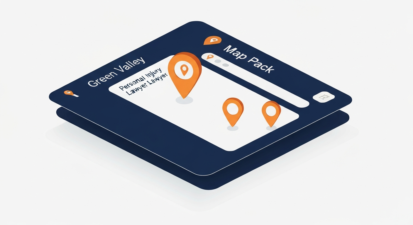 A Map Pack ranking visualization for Personal Injury Lawyer businesses in Green Valley.