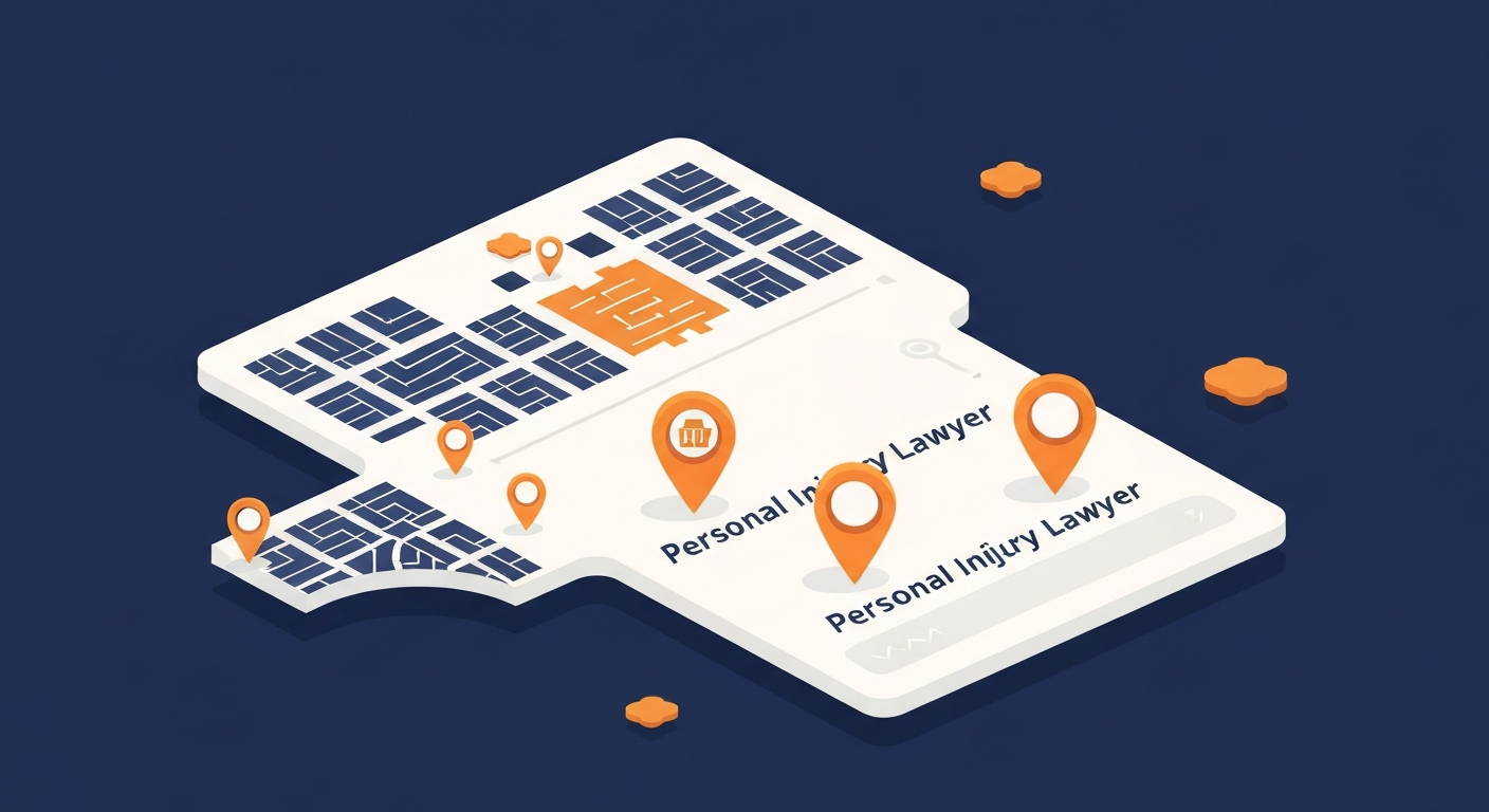 A Map Pack ranking visualization for Personal Injury Lawyer businesses in Lake Las Vegas.