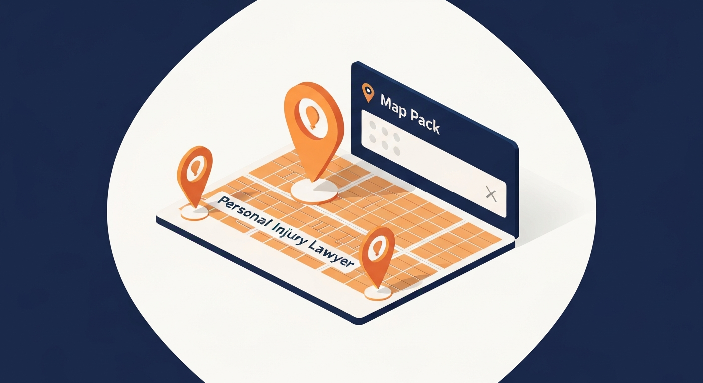 A Map Pack ranking visualization for Personal Injury Lawyer businesses in Mesa.