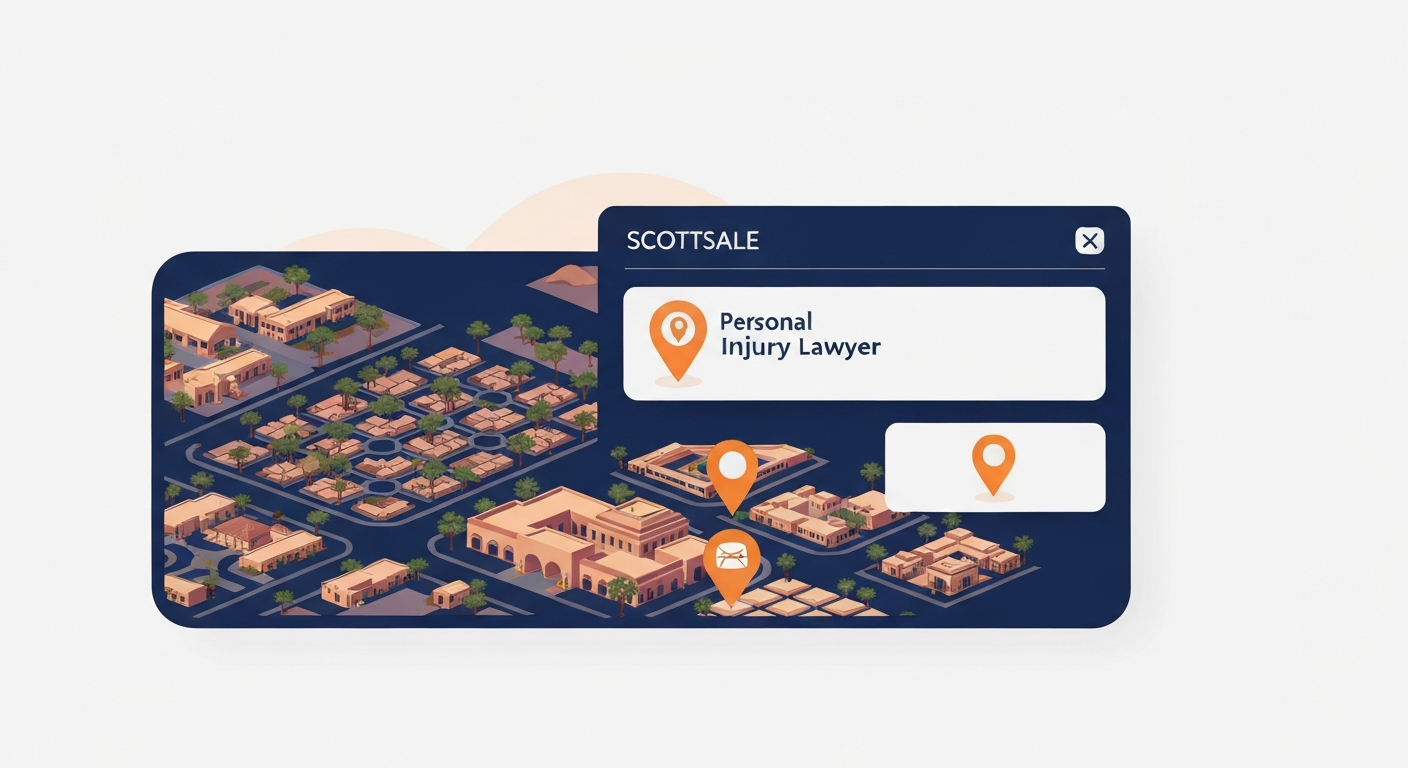 A Map Pack ranking visualization for Personal Injury Lawyer businesses in Scottsdale.