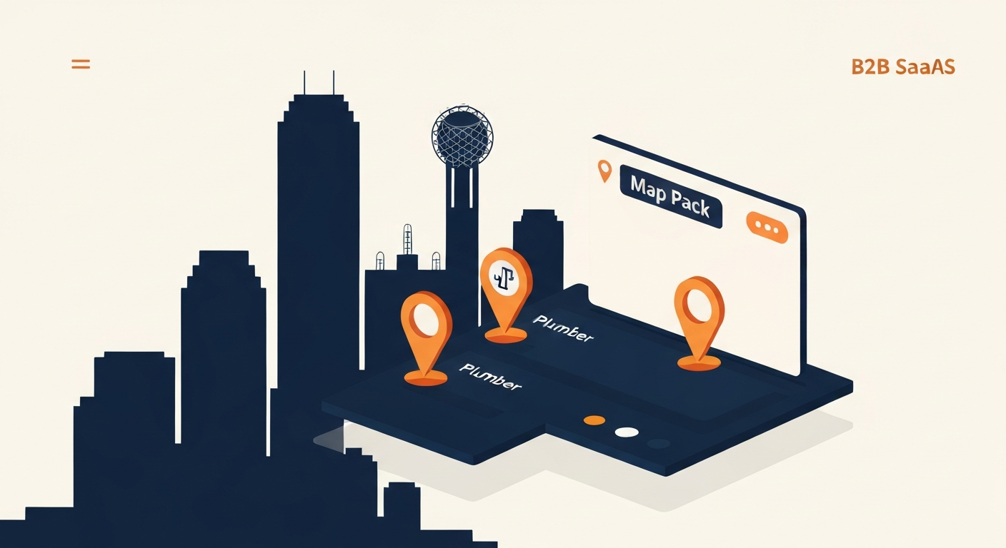 A Map Pack ranking visualization for Plumber businesses in Dallas.