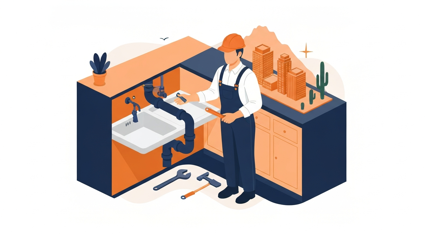 A Plumber professional working on a job site in Phoenix.