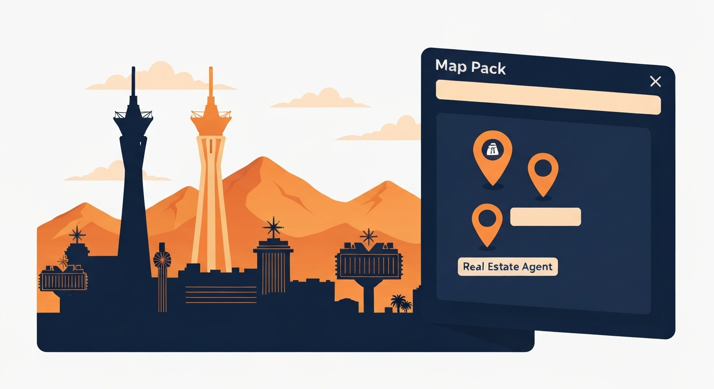 A Map Pack ranking visualization for Real Estate Agent businesses in Las Vegas.