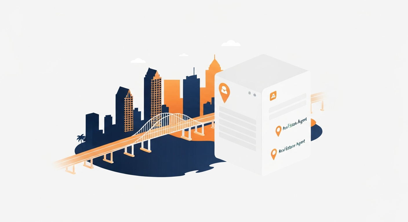 A Map Pack ranking visualization for Real Estate Agent businesses in Tampa.