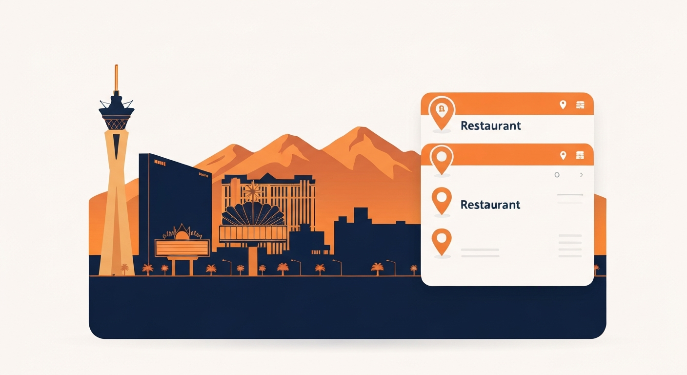 A Map Pack ranking visualization for Restaurant businesses in Las Vegas.