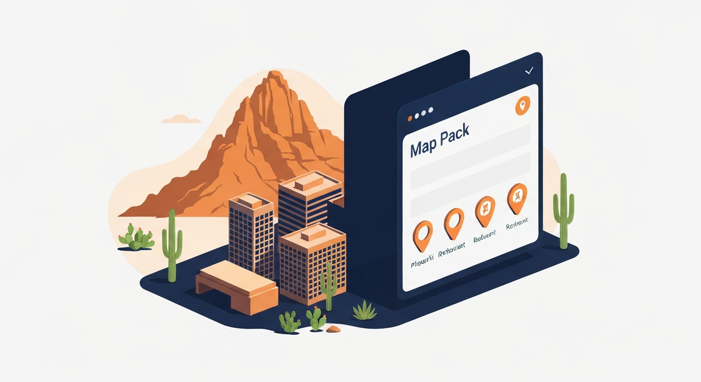 A Map Pack ranking visualization for Restaurant businesses in Phoenix.