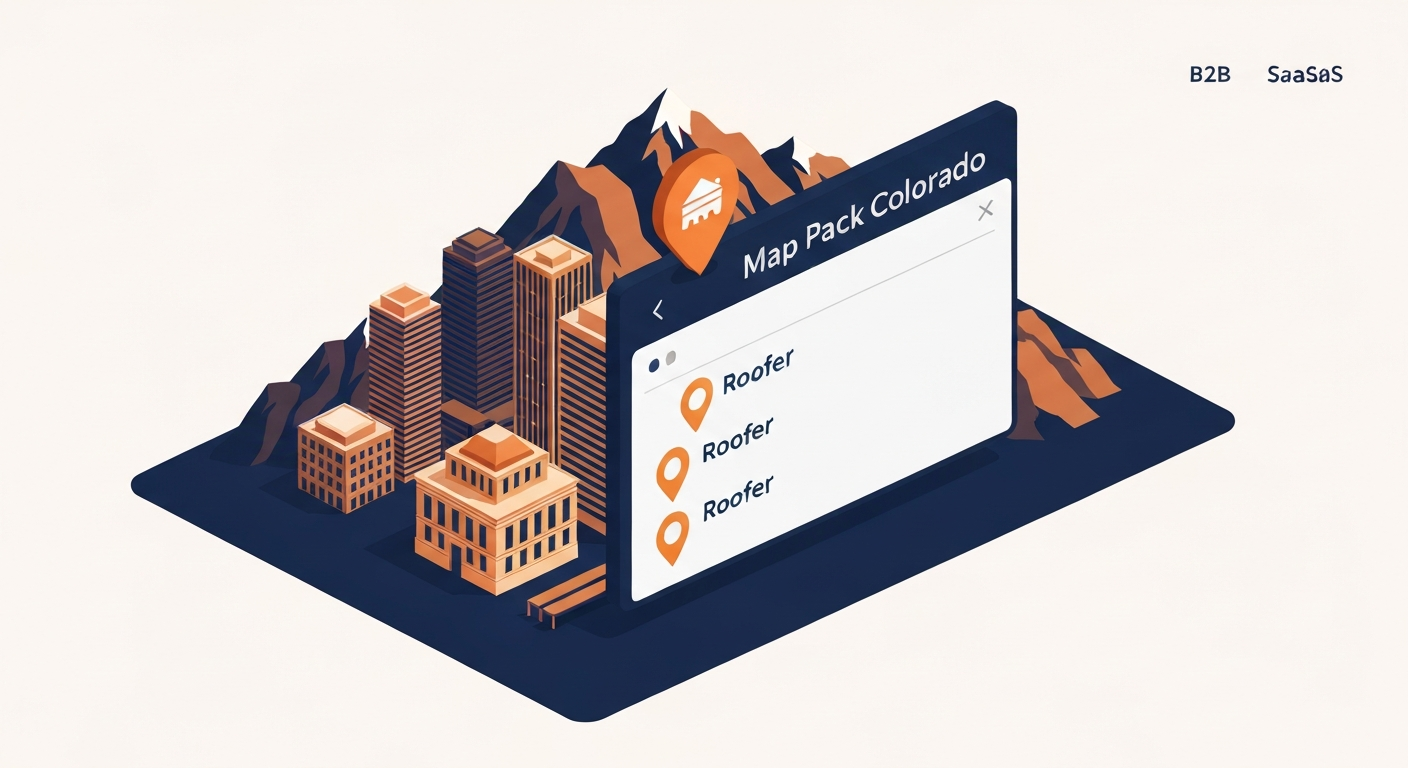 A Map Pack ranking visualization for Roofer businesses in Denver.