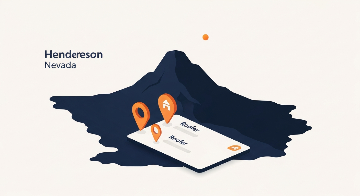 A Map Pack ranking visualization for Roofer businesses in Henderson.