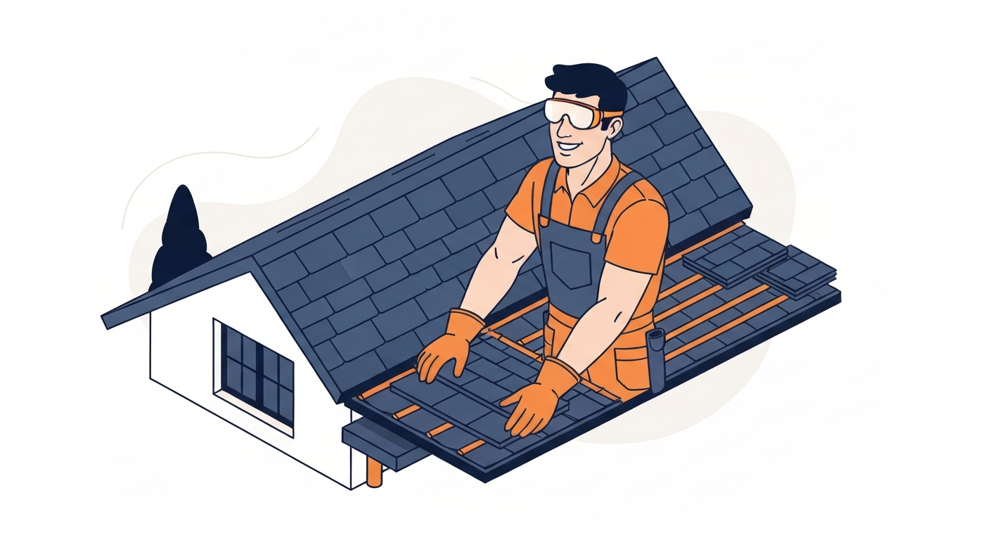 A Roofer professional working on a job site in Henderson.