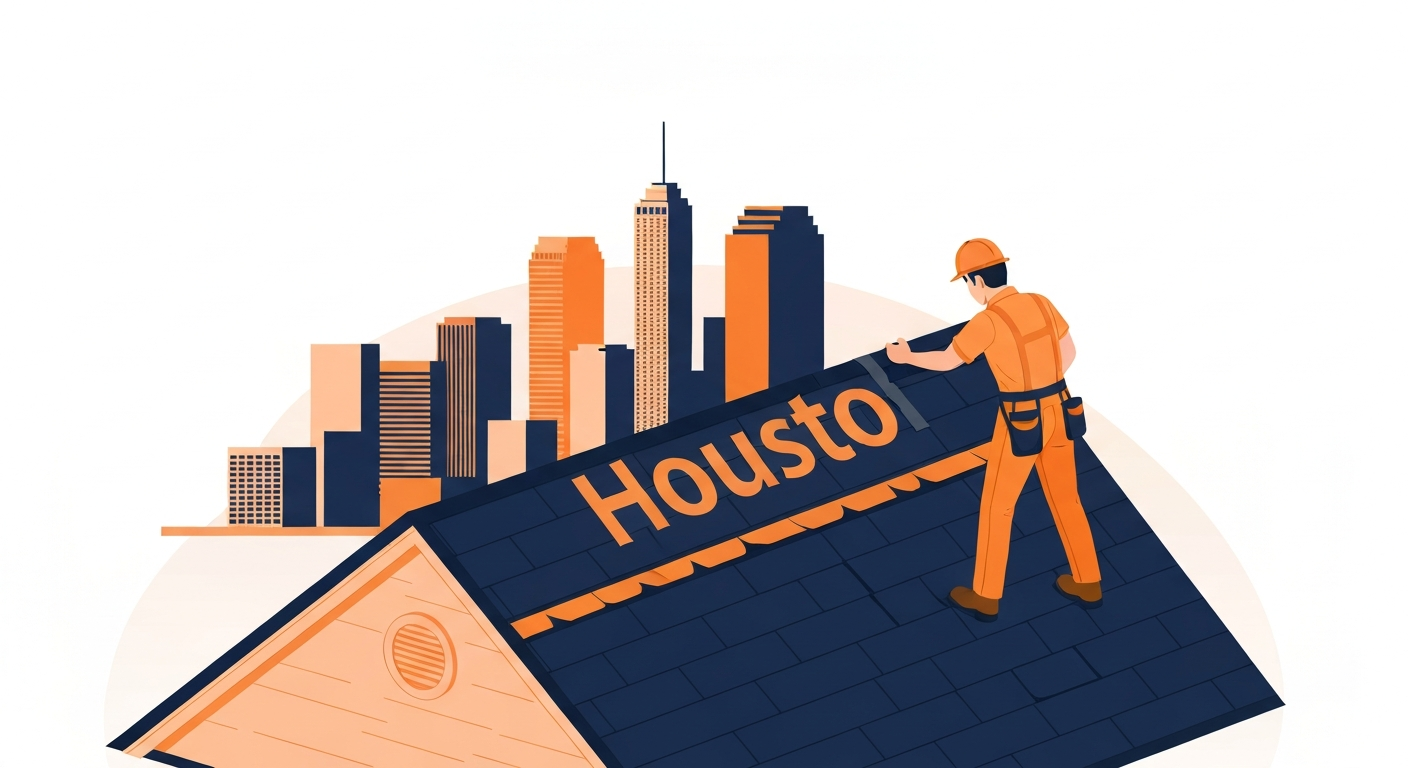 A Roofer professional working on a job site in Houston.
