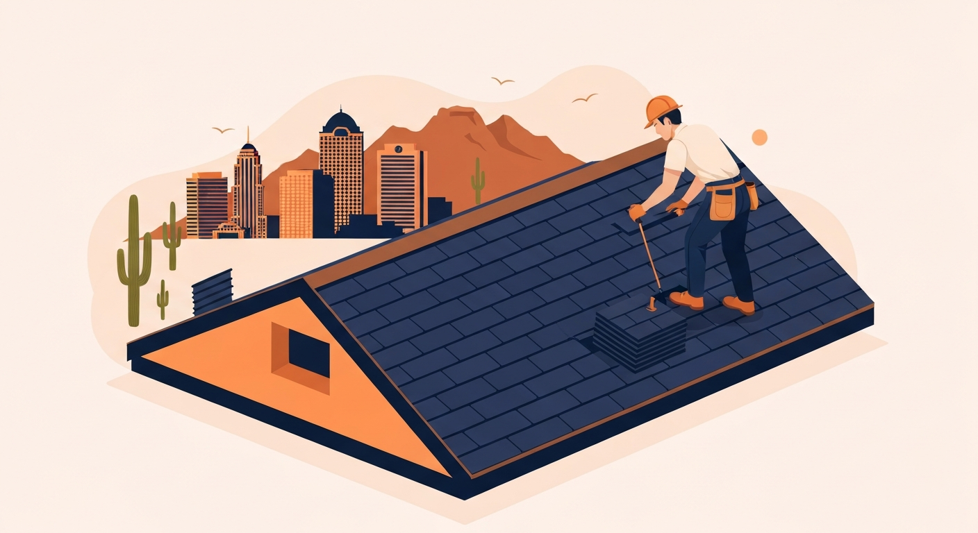 A Roofer professional working on a job site in Phoenix.